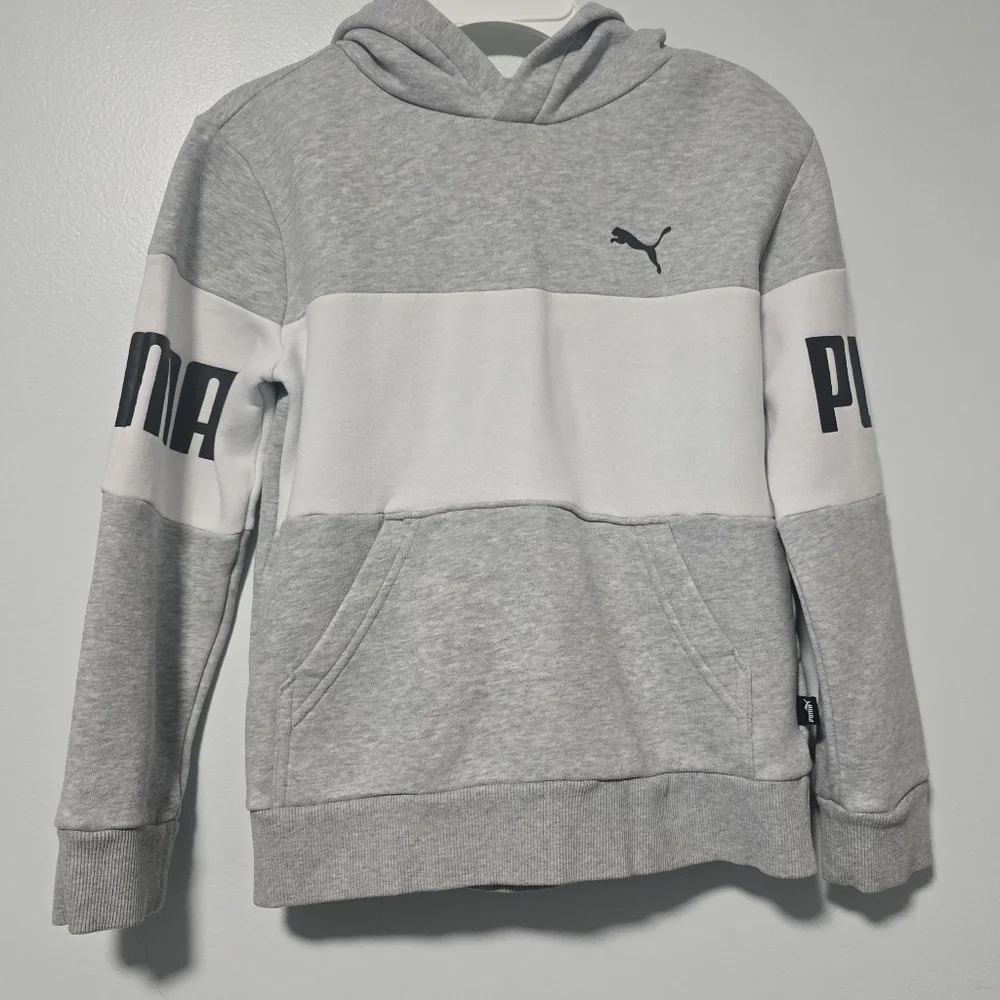 Puma Youth Boy's Size 7-8 Hoodie in Gray and White - Picture 3 of 11